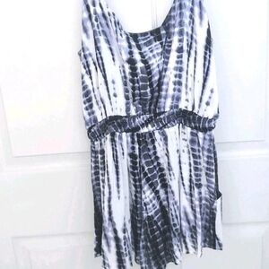 Womens Medium Boho Hippie Tie Dye Jumper Romper 1 Piece Drawstring Waist